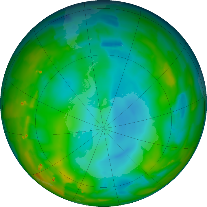 Antarctic ozone map for 12 July 2011